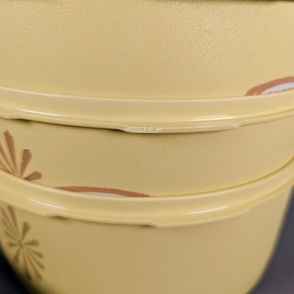 3 Vintage Yellow Tupperware Servalier Storage Canisters 1204-5 w Lids 1205-1 - Picture 6 of 6